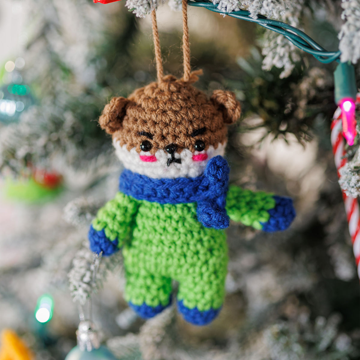 Crochet Otto The Otter Amigurumi made using Red Heart yarn