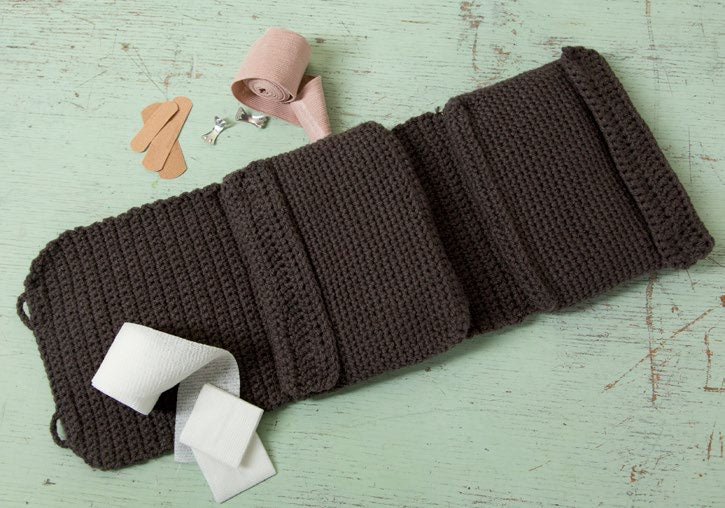 Cares Crochet First Aid Kit made using Red Heart yarn