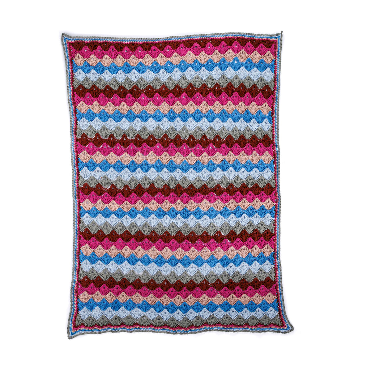 Twilight Sea Shells Throw made using Red Heart yarn