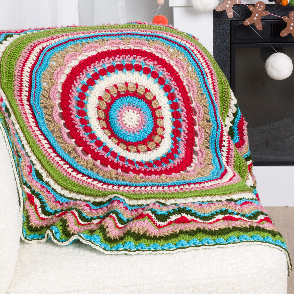 Study Of Christmas Cookies Blanket made using Red Heart yarn