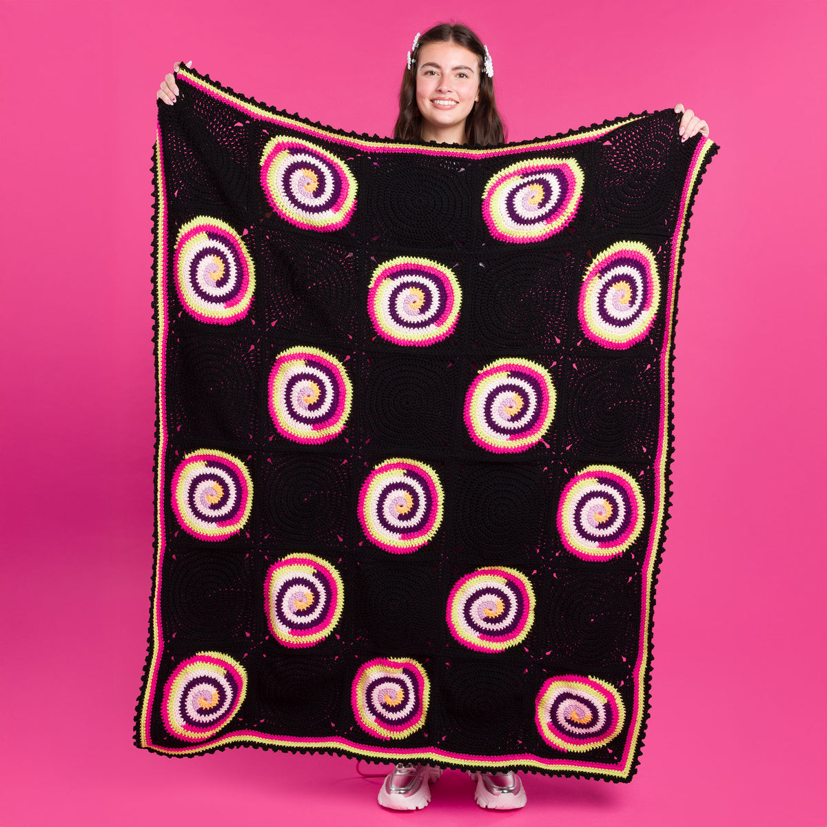 Crochet Spiral Blanket made using Red Heart yarn
