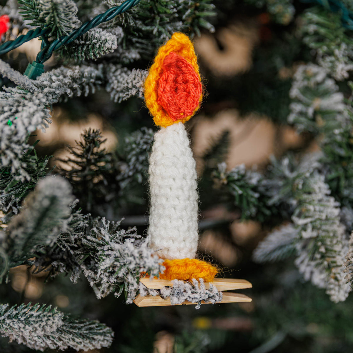 Crochet Candle Clips made using Red Heart yarn