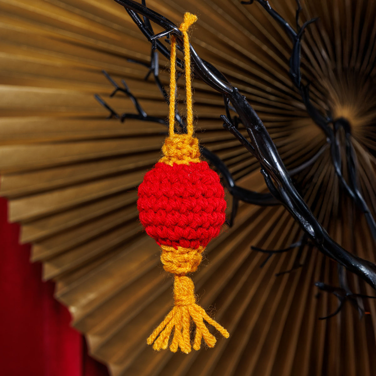 Crochet Lunar Lanterns made using Red Heart yarn
