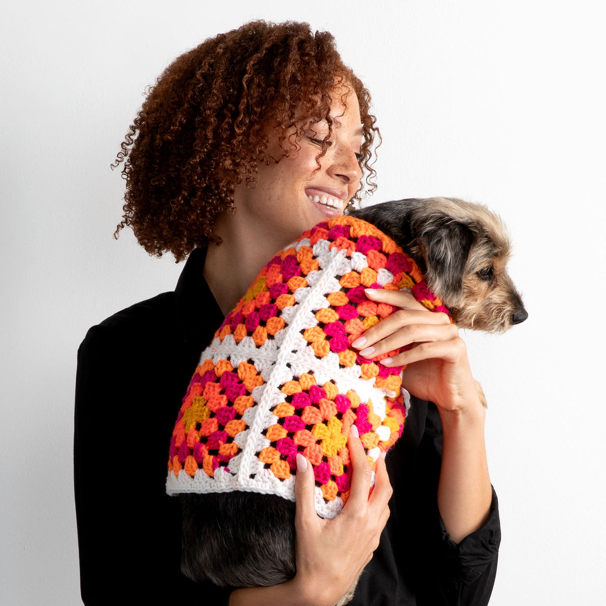 Crochet Sweater made in Red Heart All in One Granny Square Yarn