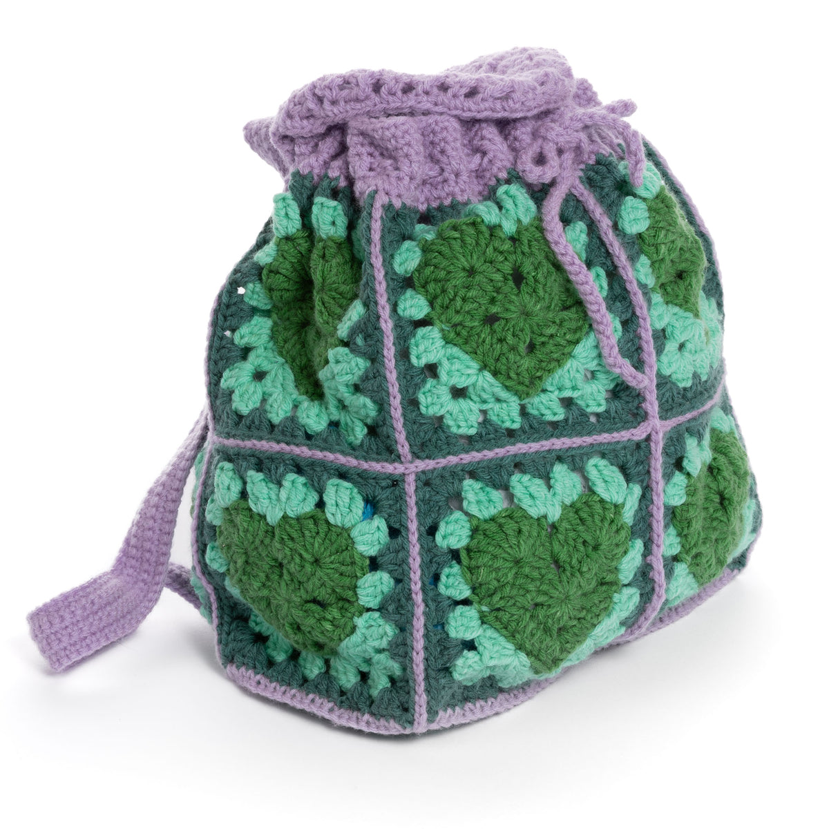 Pack A Heart Crochet Backpack made using Red Heart yarn