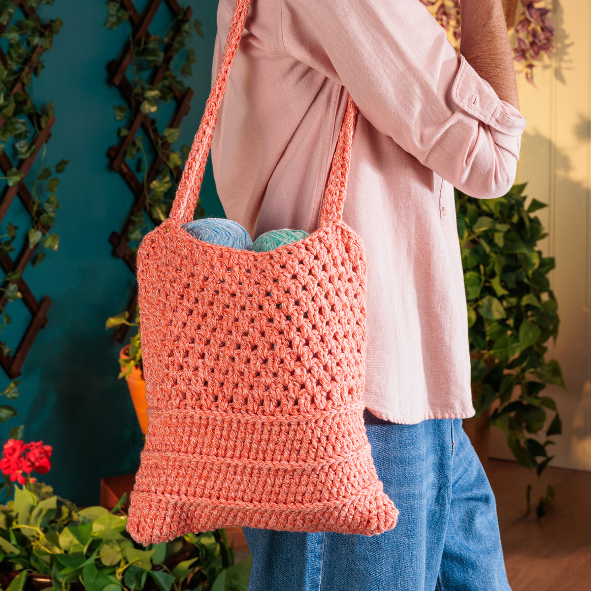 Tote-Ally Crochet Bag made using Red Heart yarn