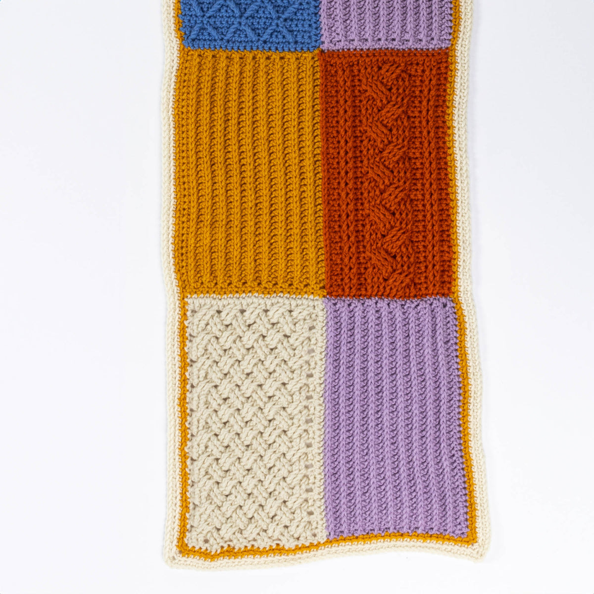 Crochet Sampler Scarf made using Red Heart yarn