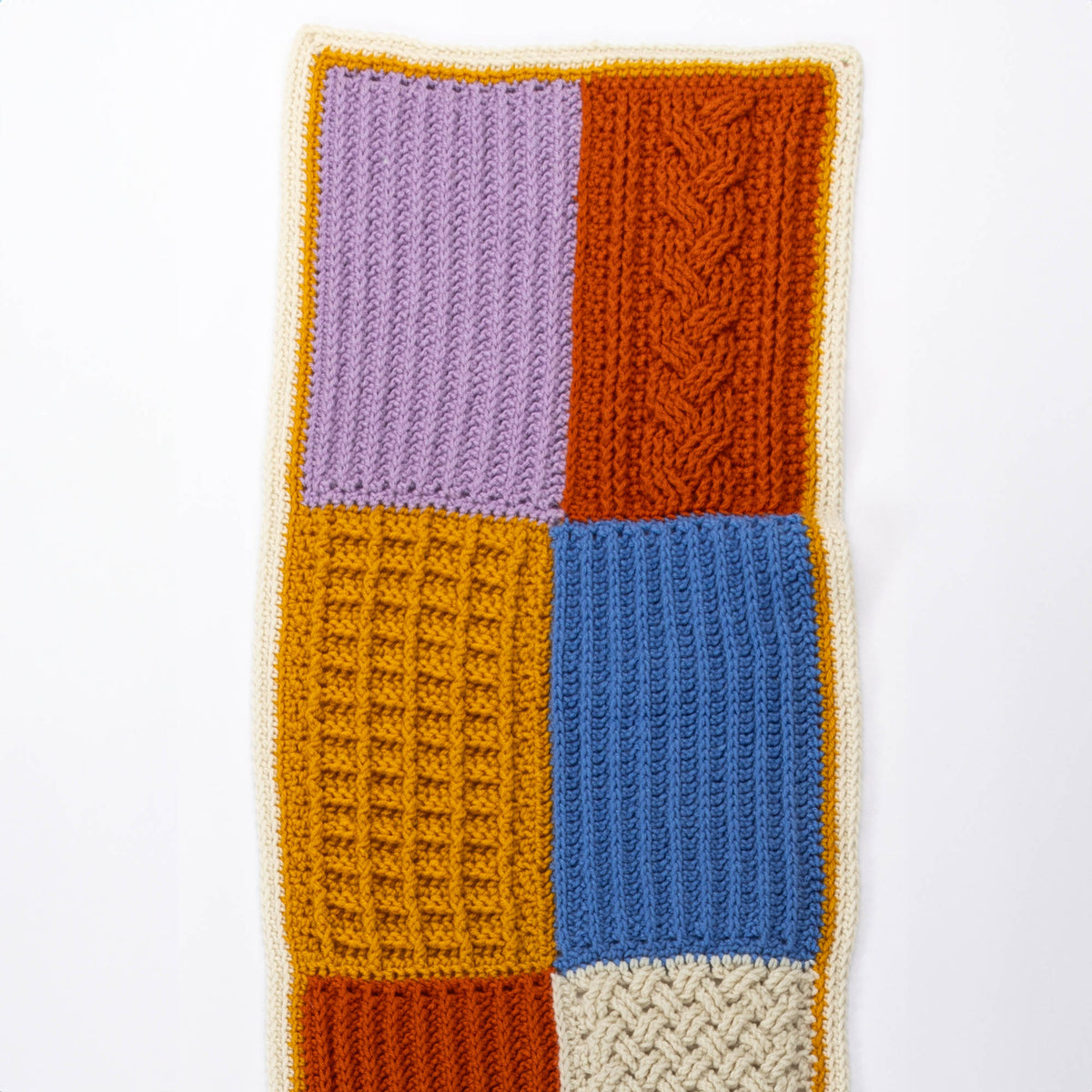 Crochet Sampler Scarf made using Red Heart yarn
