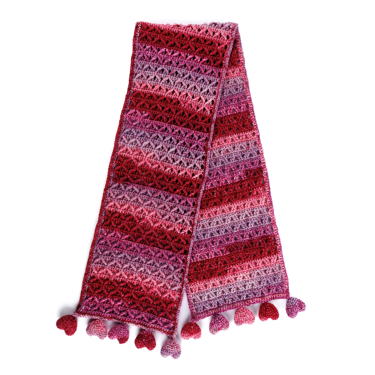 Xoxo Crochet Scarf made using Red Heart yarn