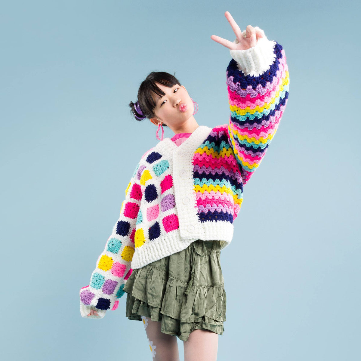 On The Bright Side Crochet Cardigan made using Red Heart yarn