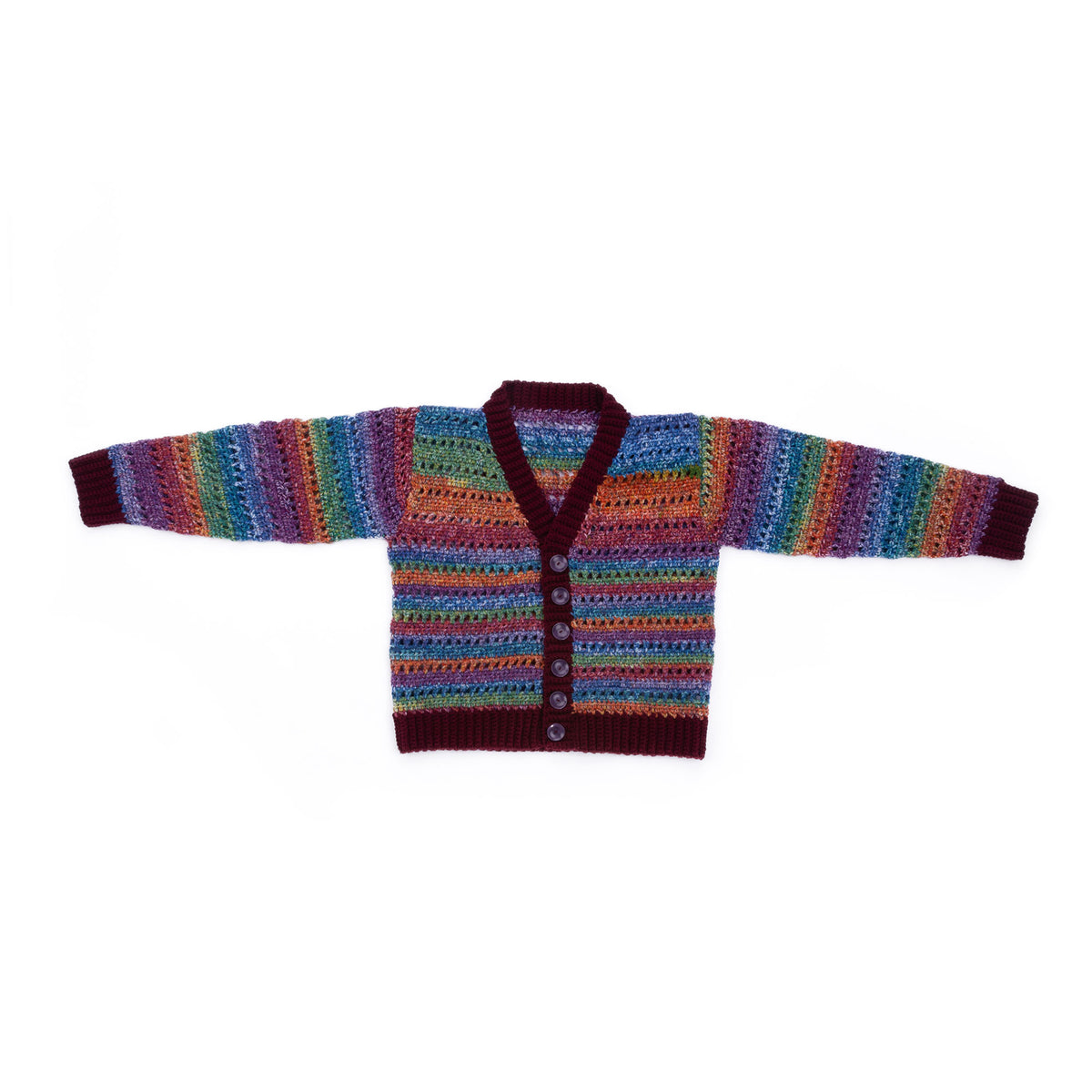 Crochet Airy Stripes Cardigan made using Red Heart yarn