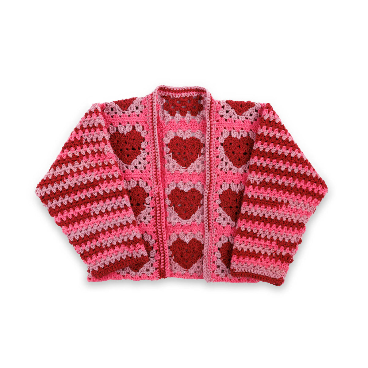 Crochet Party Hearty Cardi made using Red Heart yarn