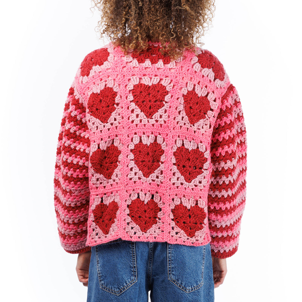 Crochet Party Hearty Cardi made using Red Heart yarn