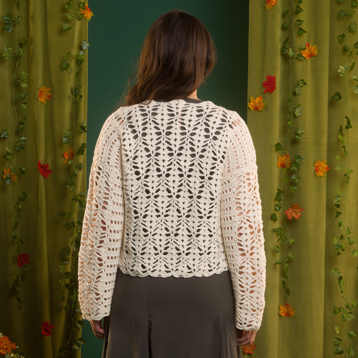 Crochet Climbing Vines Lace Top made using Red Heart yarn