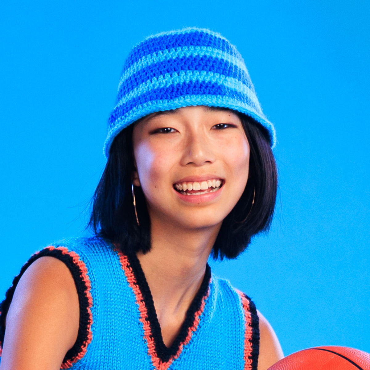 Biggest Fan Crochet Bucket Hat made using Red Heart yarn