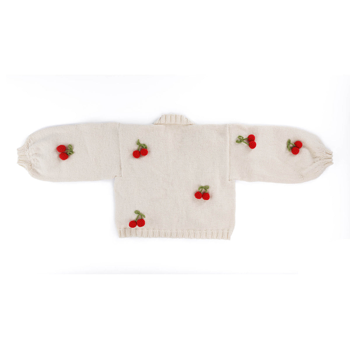 Knit Cardigan With Crochet Cherry made using Red Heart yarn