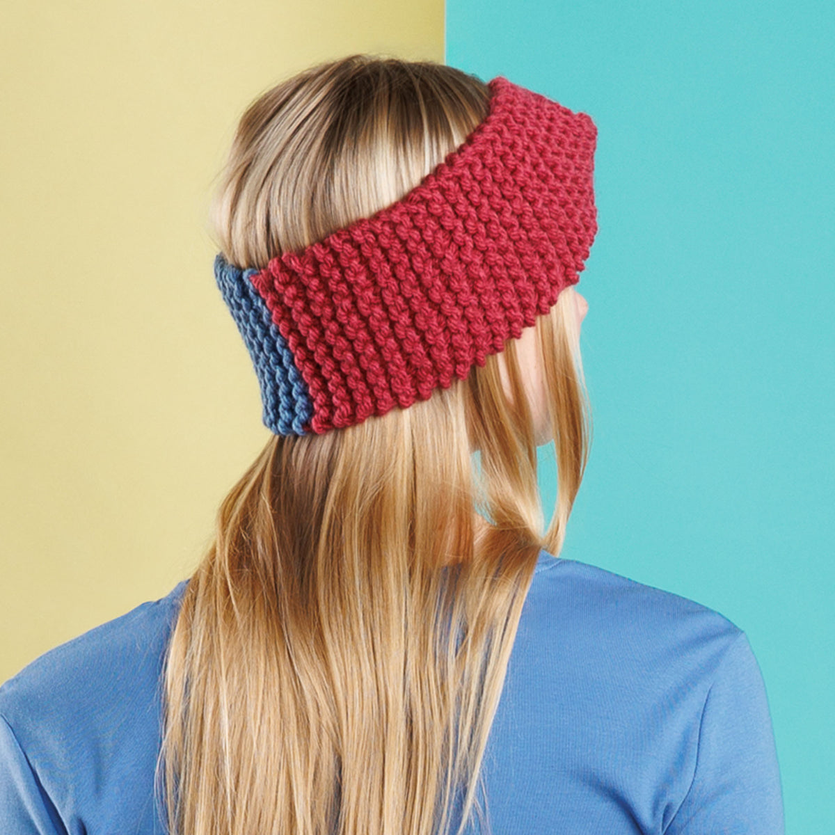 Knit Duo Twist Headband made using Red Heart yarn