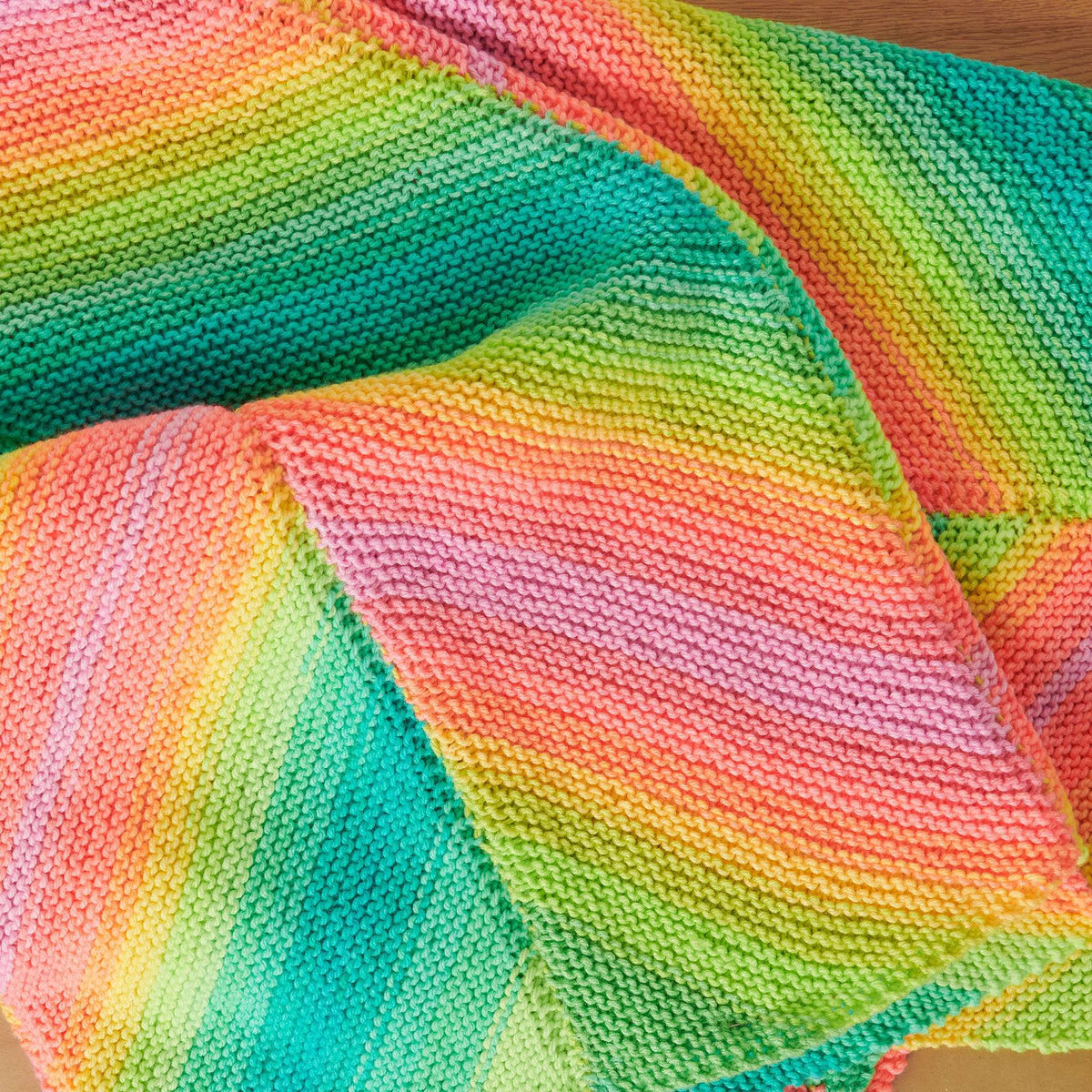 Knit made in Red Heart Super Saver Stripes yarn
