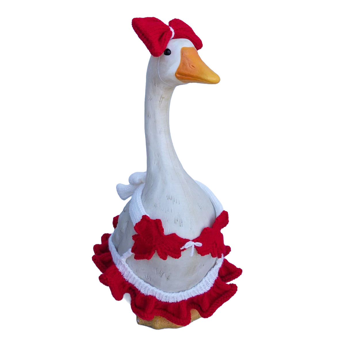 Knit Porch Goose Maple Leaf Bikini made using Red Heart yarn on a white background