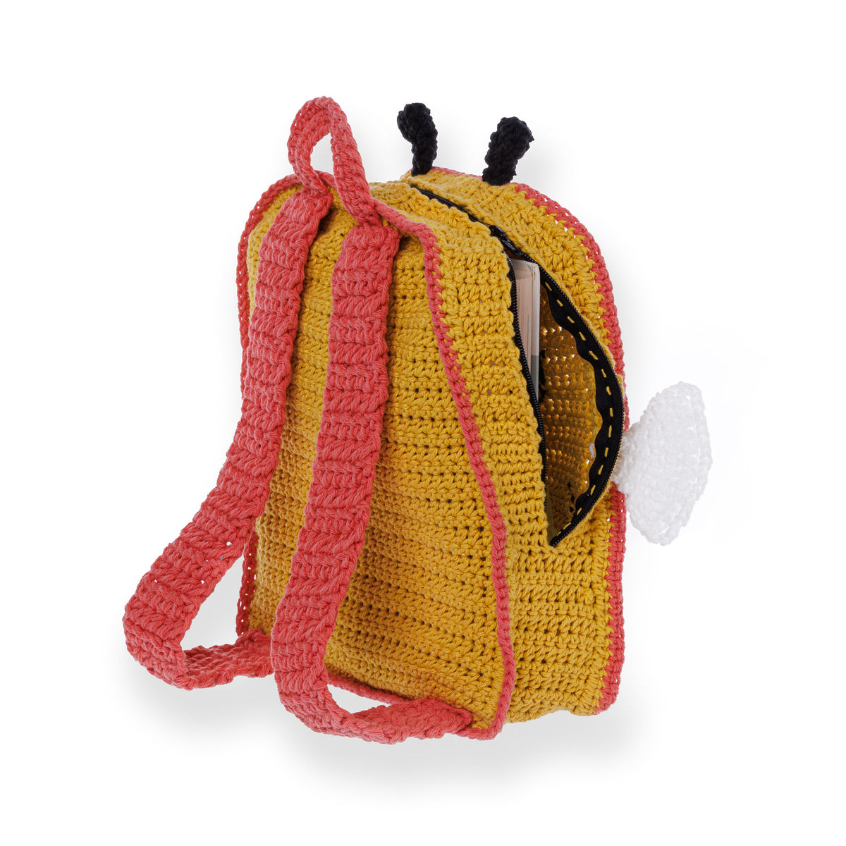 Sugar'N Cream Busy Bee Backpack made using Lily yarn