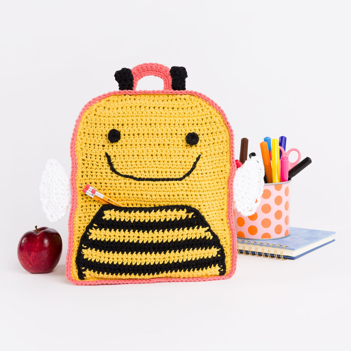 Sugar'N Cream Busy Bee Backpack made using Lily yarn