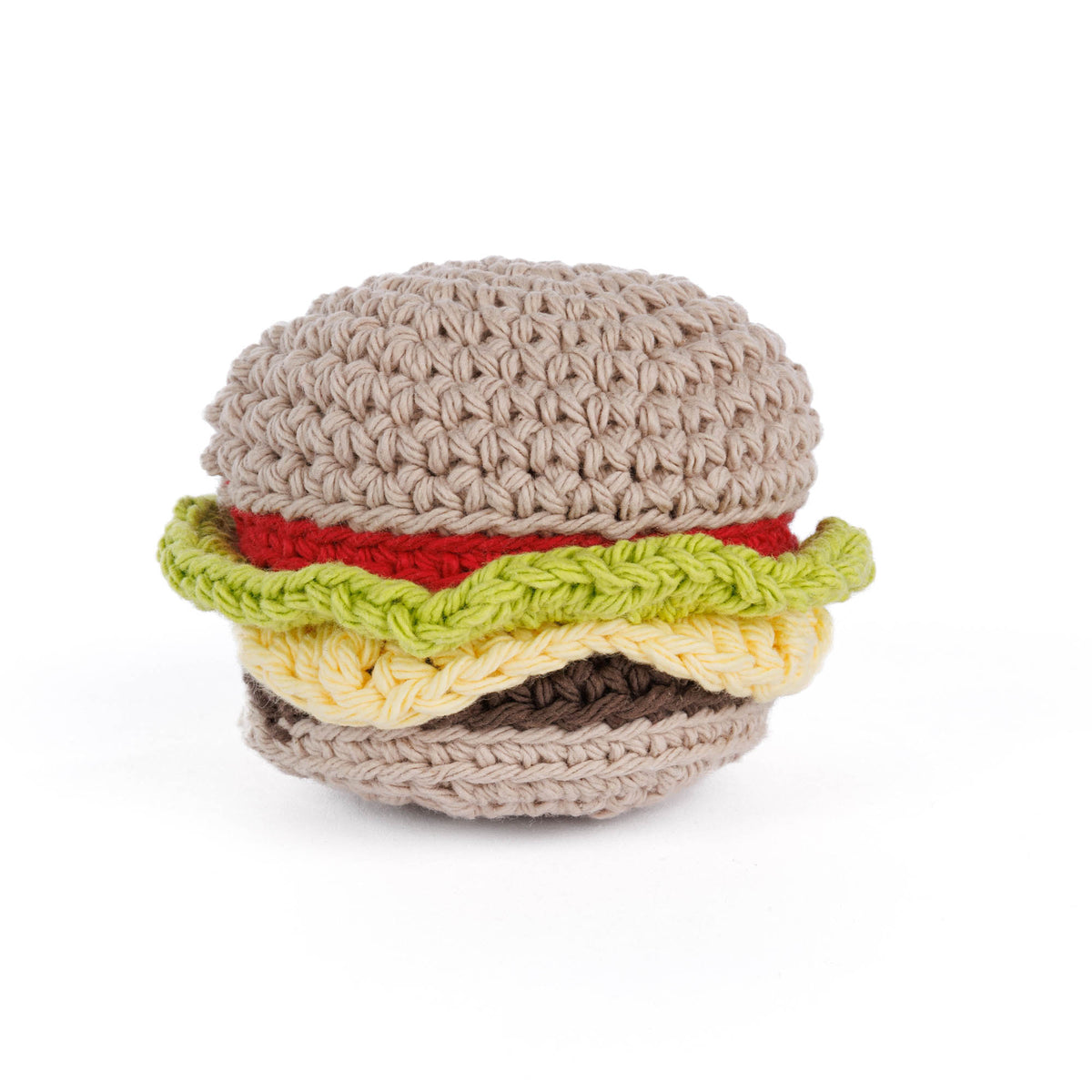 Cheese Burger Crochet Dish Scrubby made using Lily yarn