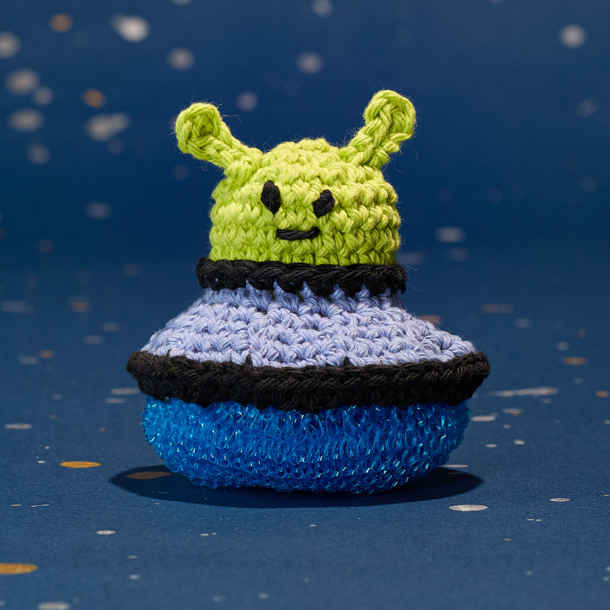 Take Me To Your Cleaner Crochet Scrubber made using Lily yarn in a styled lifestyle setting