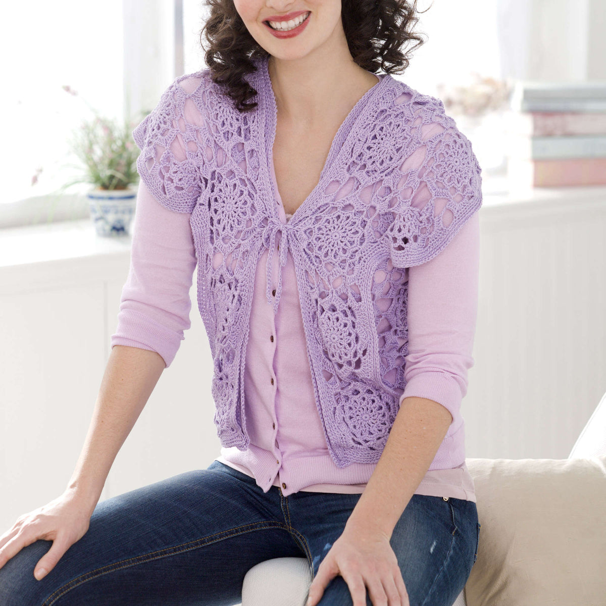 Crochet Vest made in Aunt Lydia's Iced Bamboo Crochet Thread yarn