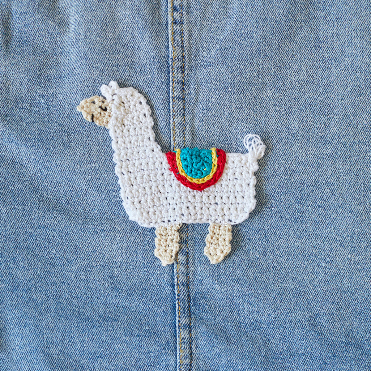 Crochet No Problem-Ma Llama Applique made using Aunt Lydia's yarn