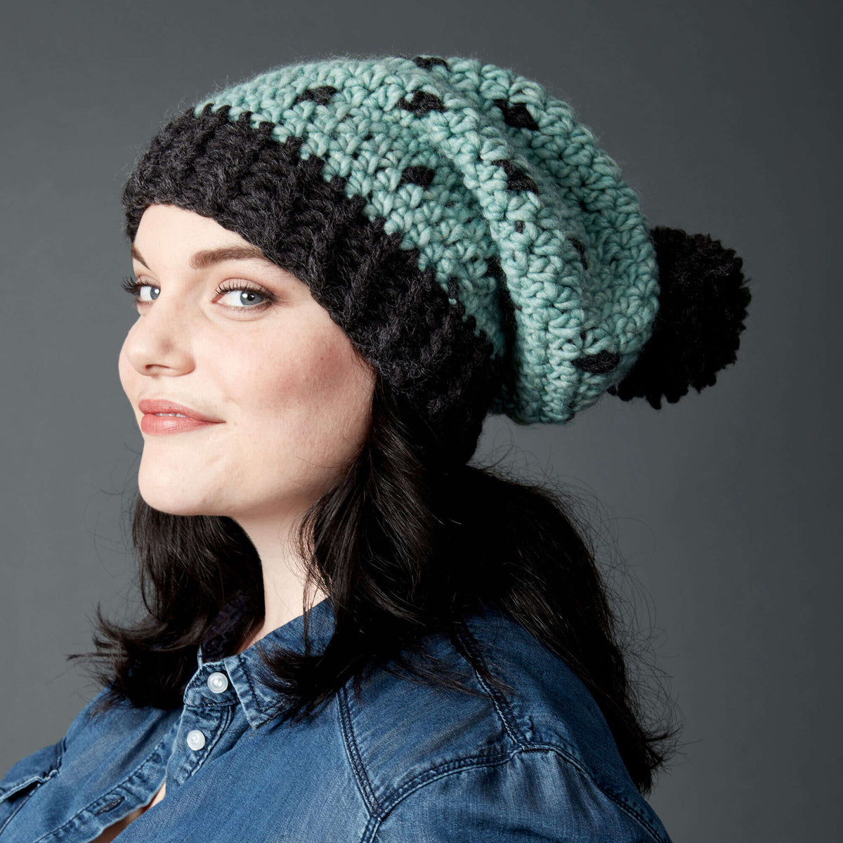 Crochet Hat made in Bernat Roving yarn
