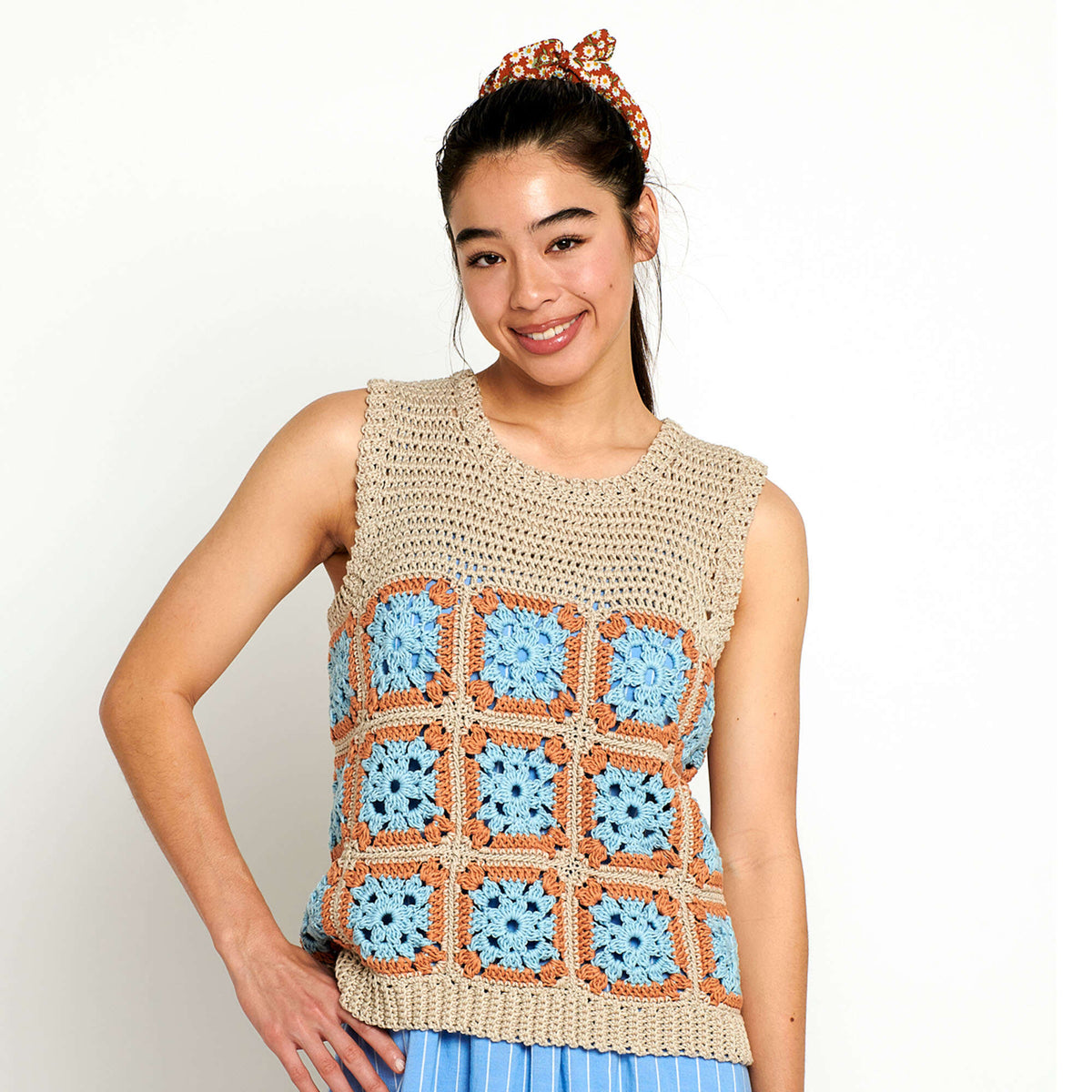 Granny Square Crochet Top made using Bernat yarn