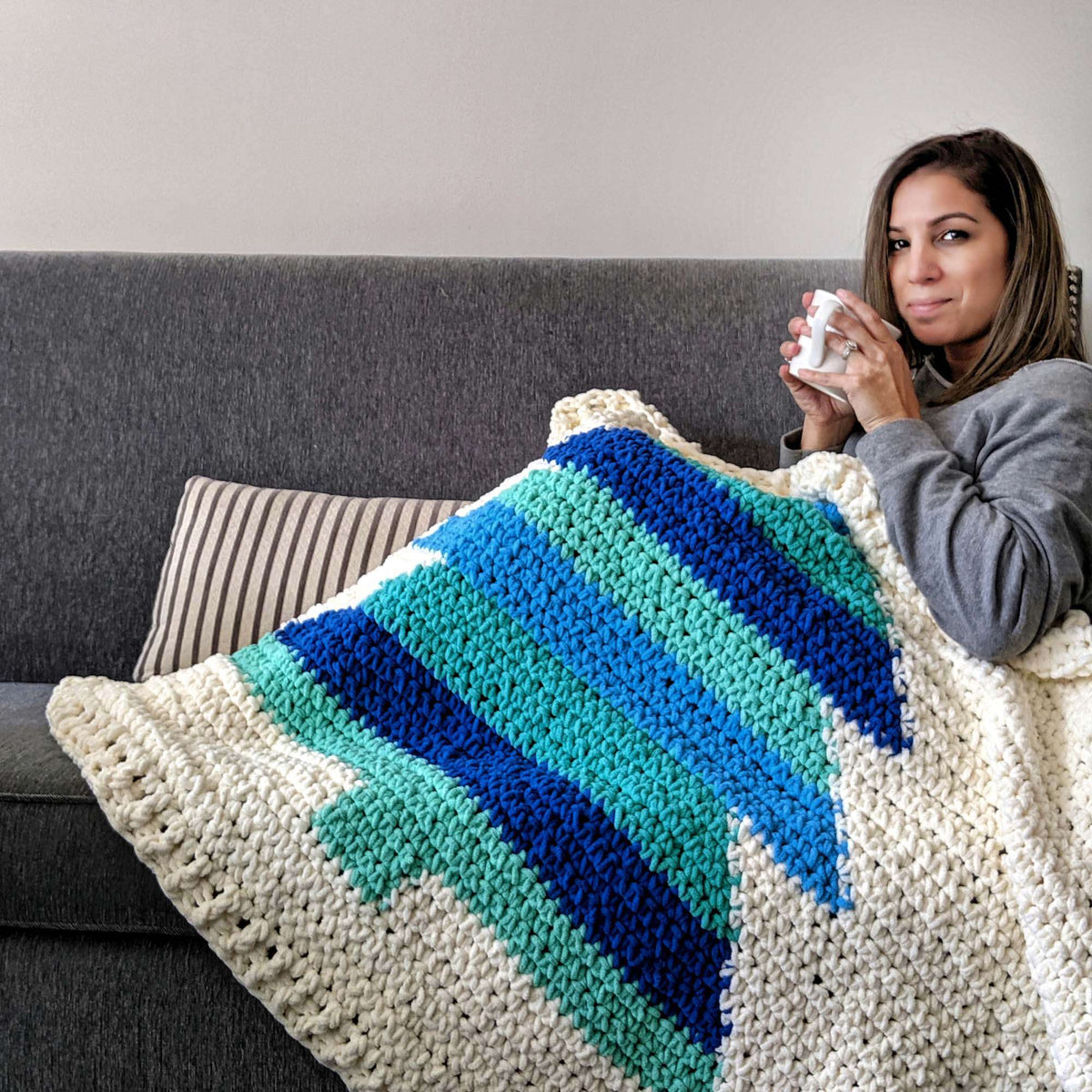 Crochet Blanket made in Bernat Blanket yarn