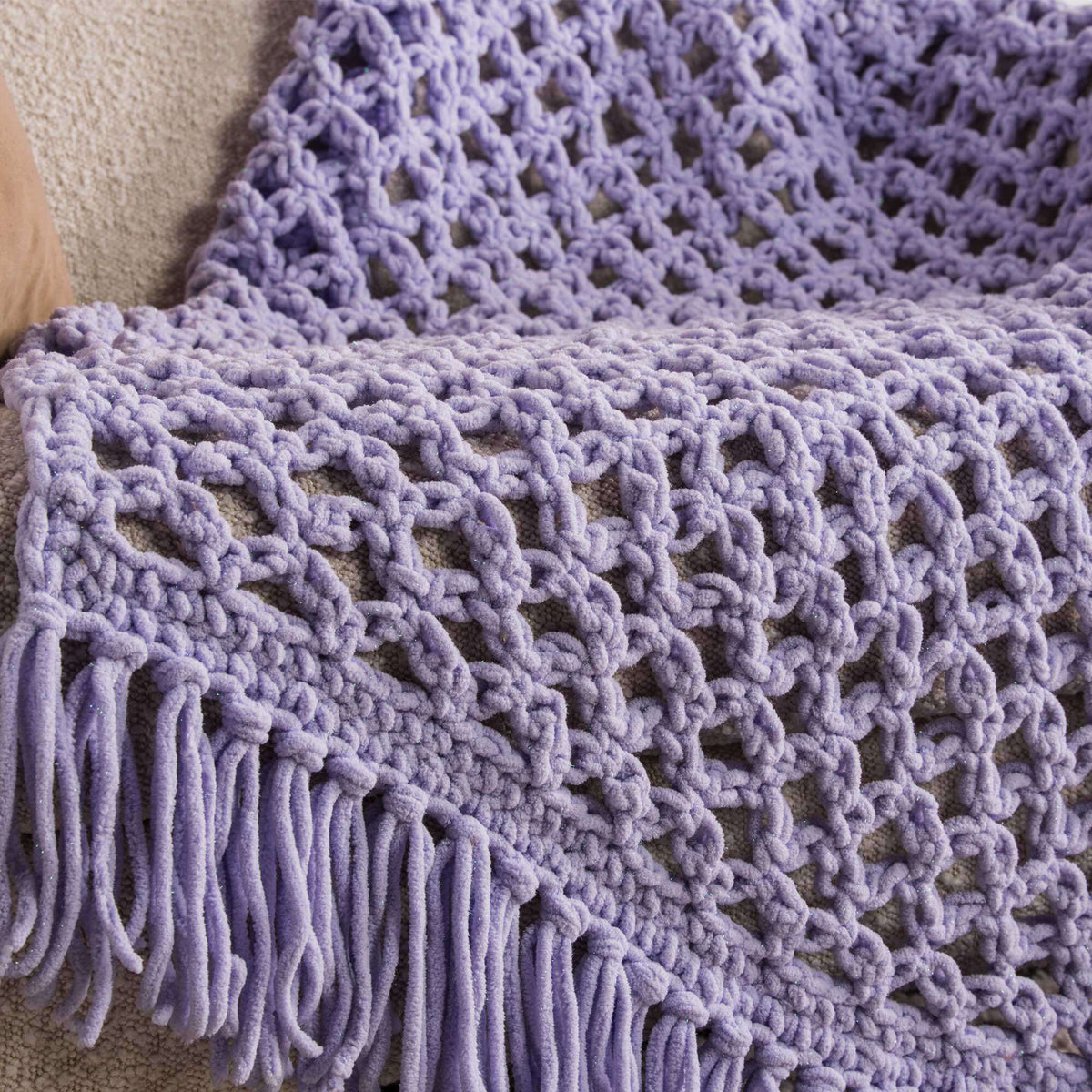 Crochet Blanket made in Bernat Blanket Sparkle yarn