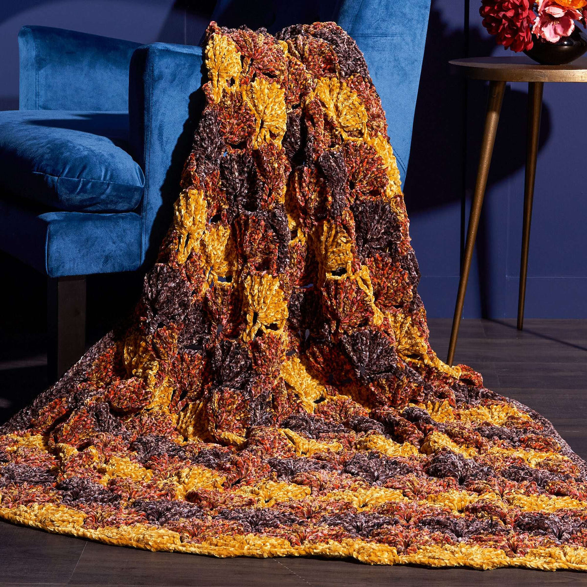 Crochet Blanket made in Bernat Velvet Twist yarn