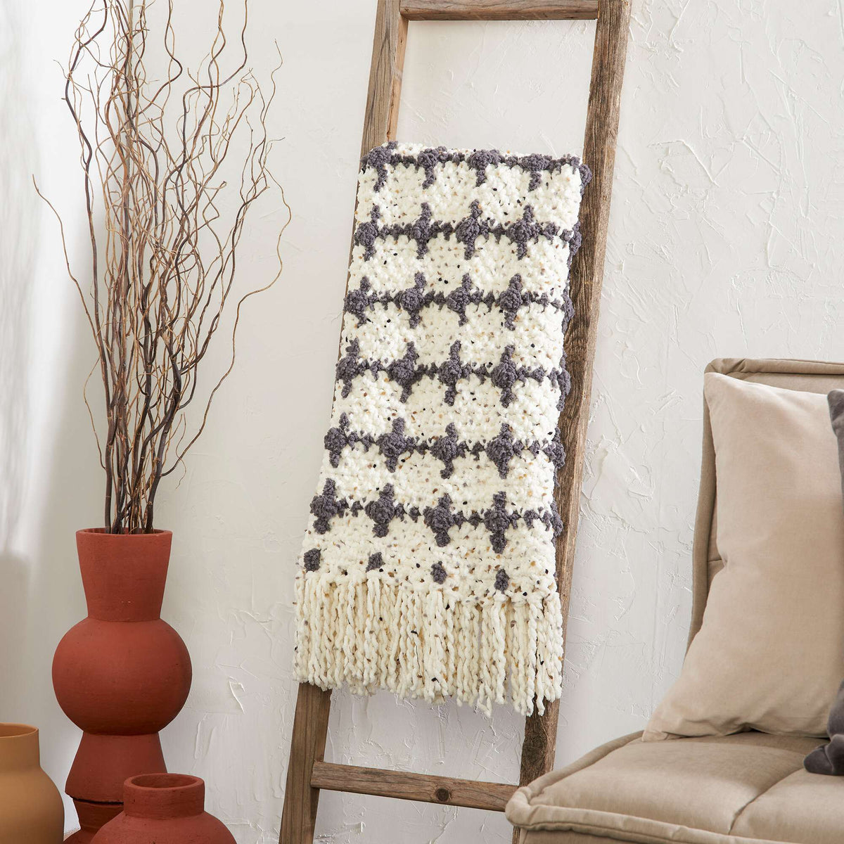 Crochet Blanket made in Bernat Blanket Confetti yarn