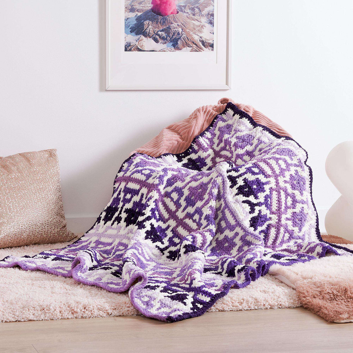 Crochet Blanket made in Bernat Blanket Ombre yarn