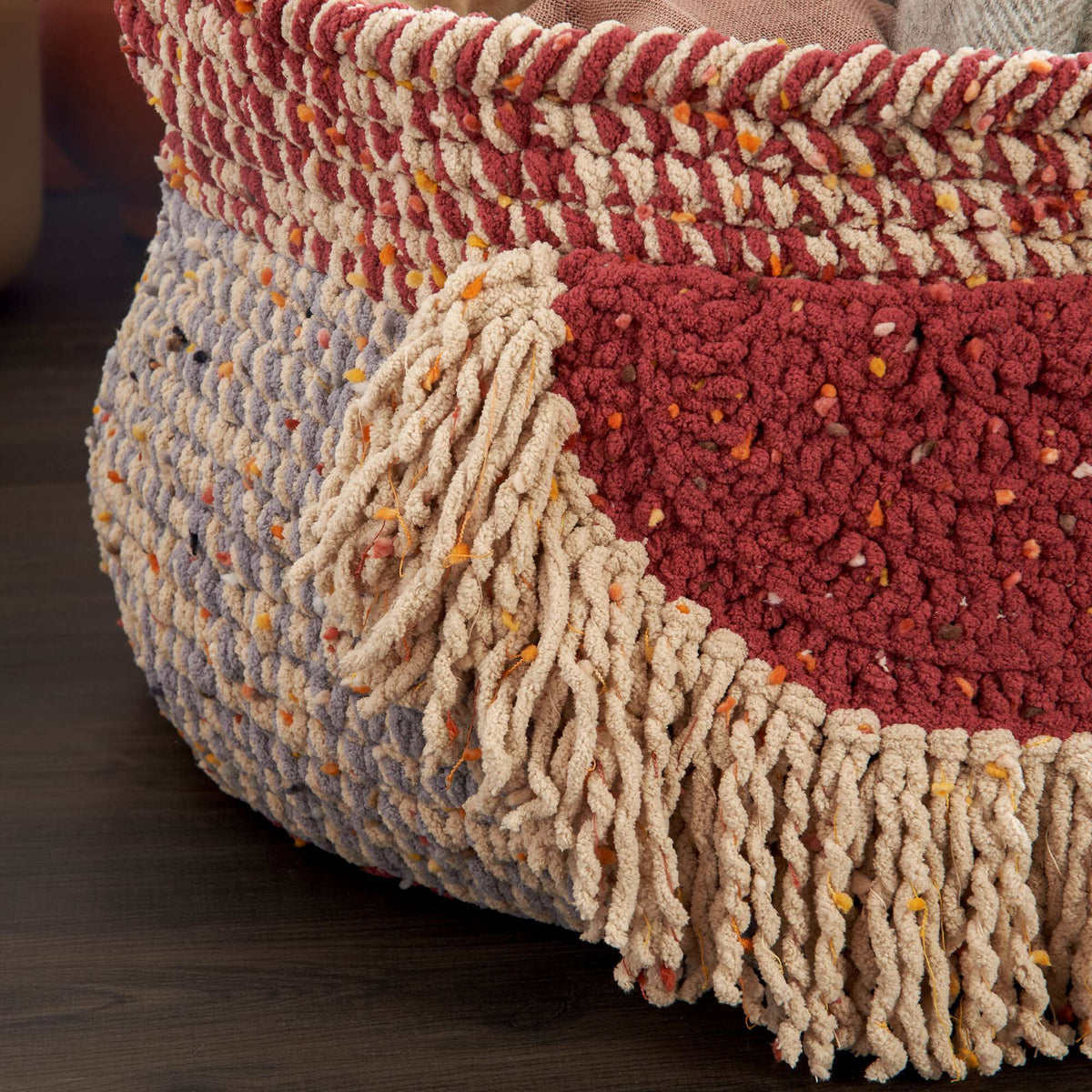 Crochet Basket made in Bernat Blanket Confetti yarn