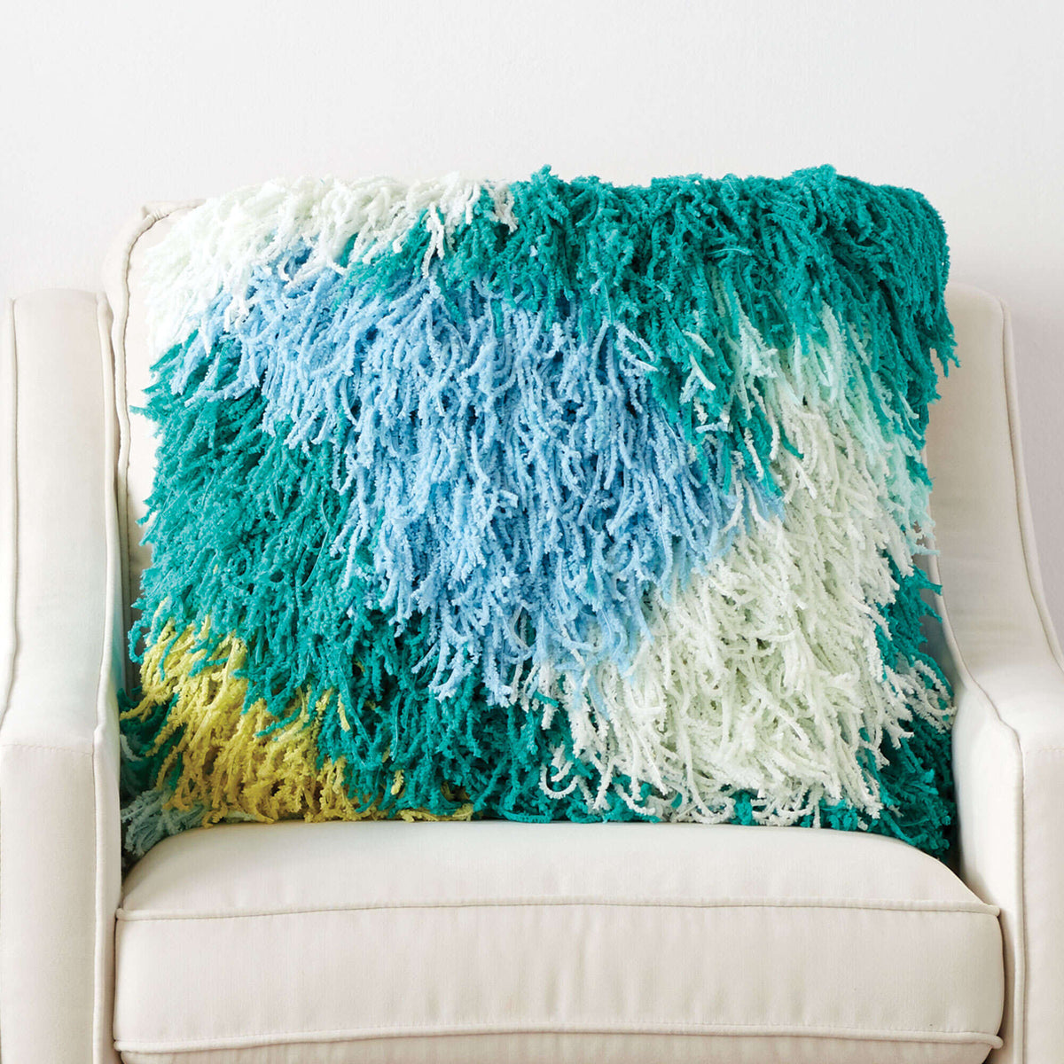 Crochet Pillow made in Bernat Blanket Breezy yarn