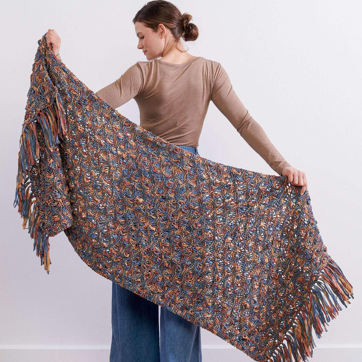Knit Wrap made in Bernat Suede-ish yarn