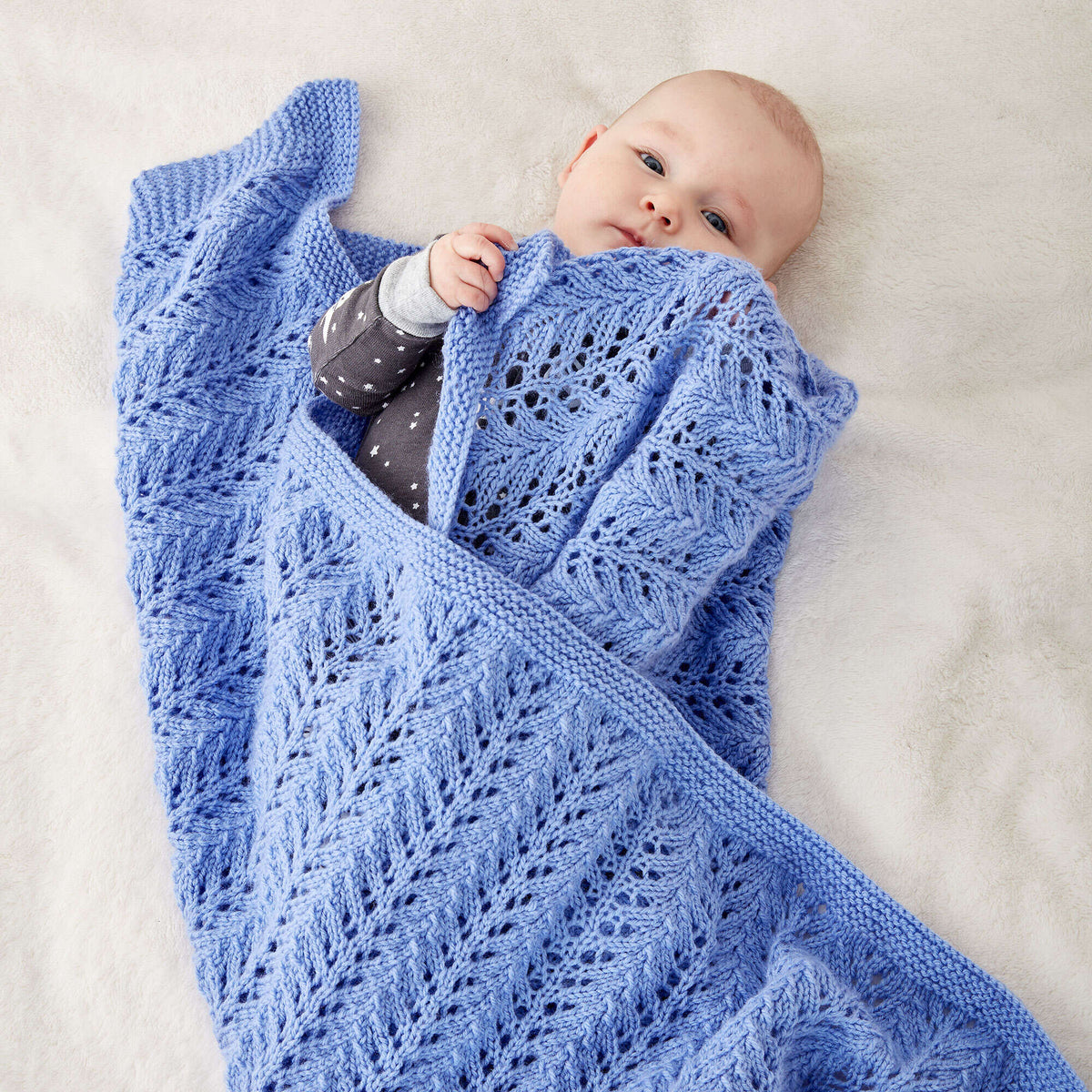 Knit Blanket made in Bernat Baby Sport yarn