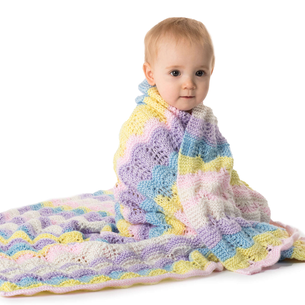 Knit Blanket made in Bernat Softee Baby yarn