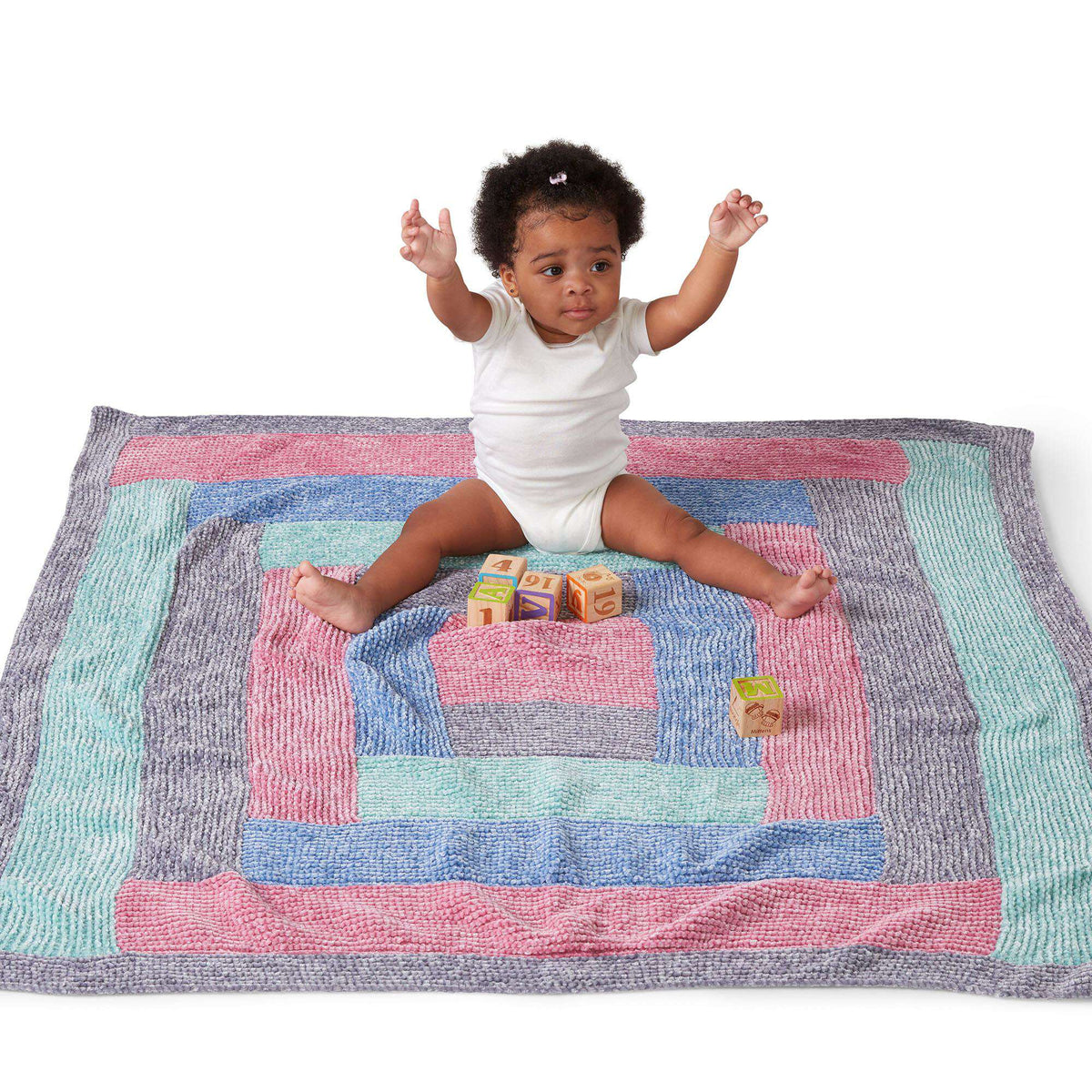 Knit Blanket made in Bernat Baby Velvet yarn