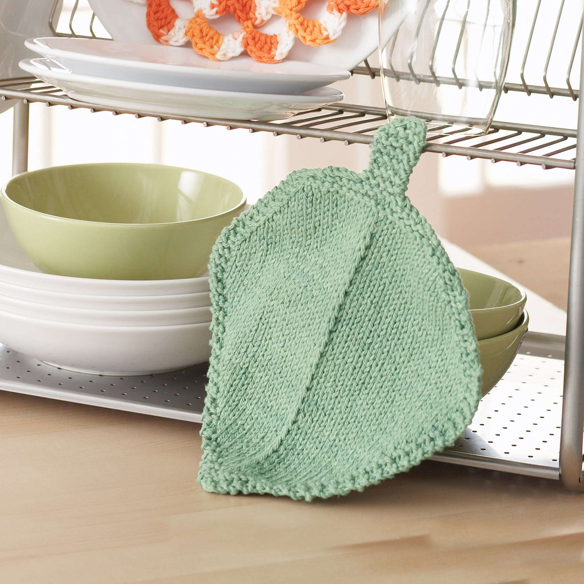 Knit Dishcloth made in Bernat Handicrafter Cotton yarn