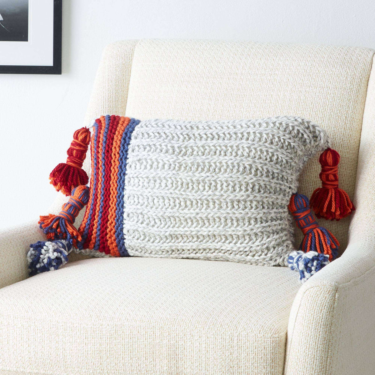 Knit Pillow made in Bernat Softee Chunky yarn