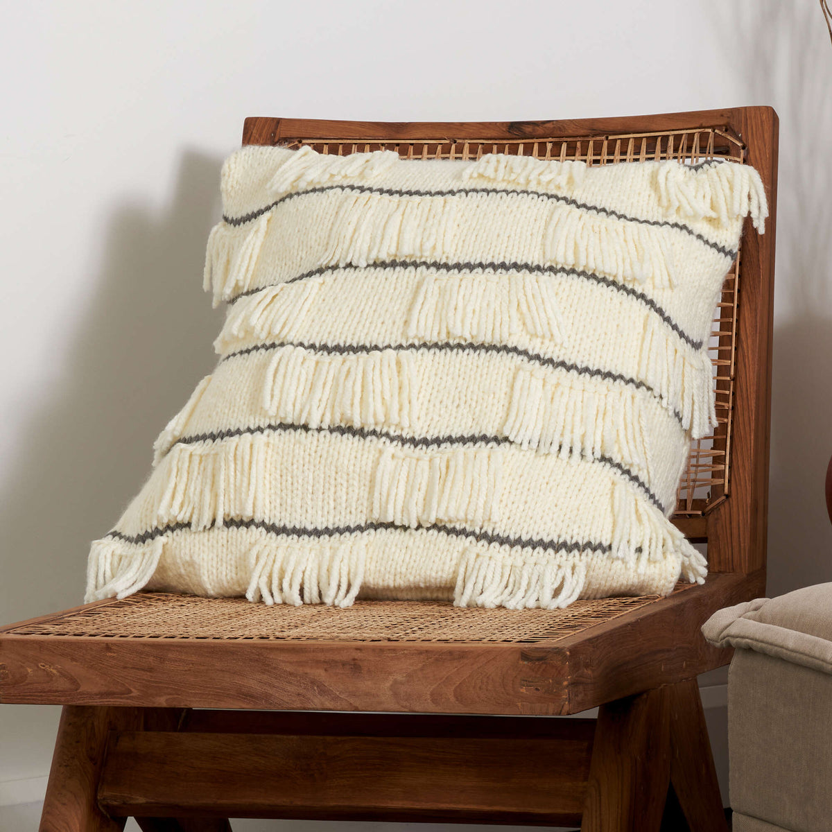 Knit Pillow made in Bernat Bounce Back yarn