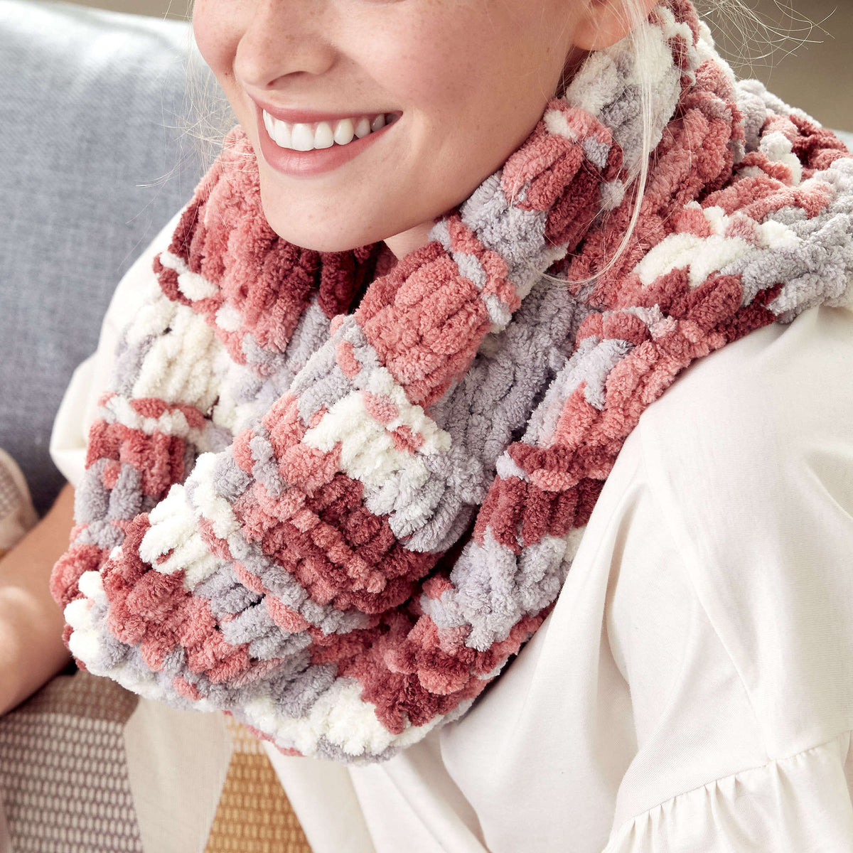 Craft Cowl made in Bernat Blanket-EZ yarn