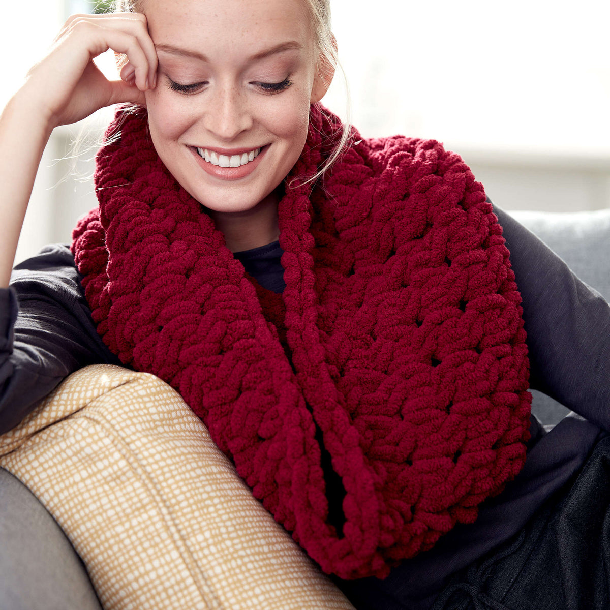 Craft Cowl made in Bernat Blanket-EZ yarn