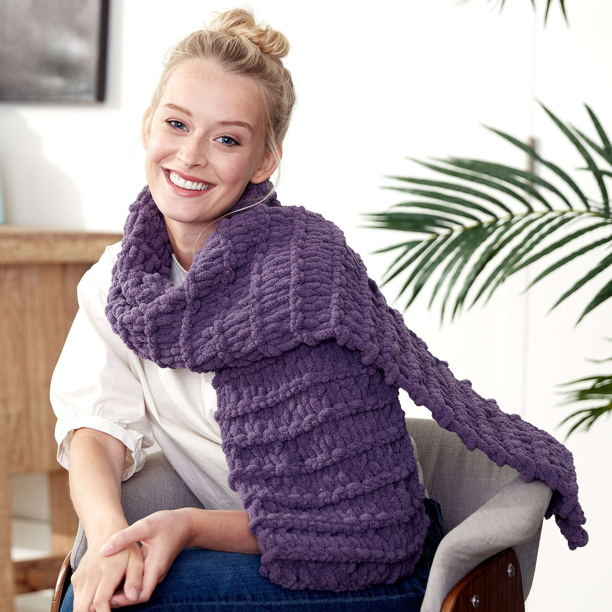 Craft Scarf made in Bernat Blanket-EZ yarn