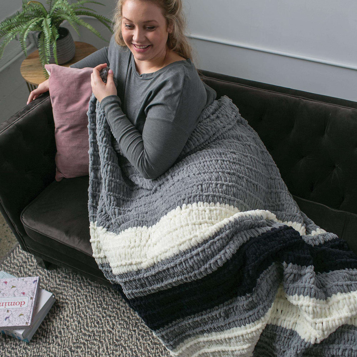 Craft Blanket made in Bernat Blanket-EZ yarn