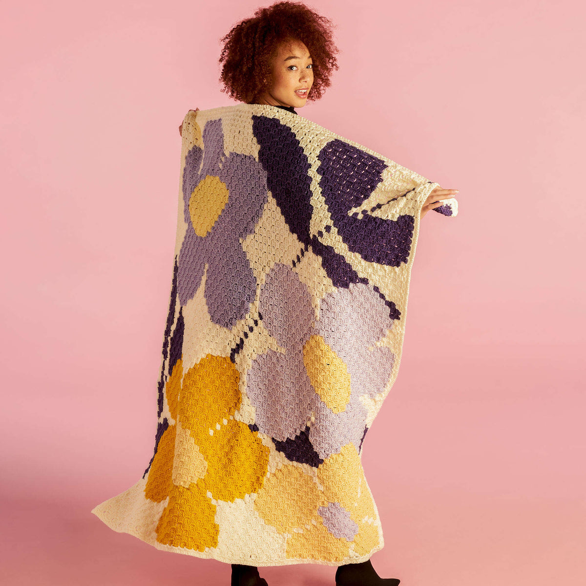 Crochet Blanket made in Caron Big Donut O'Go yarn